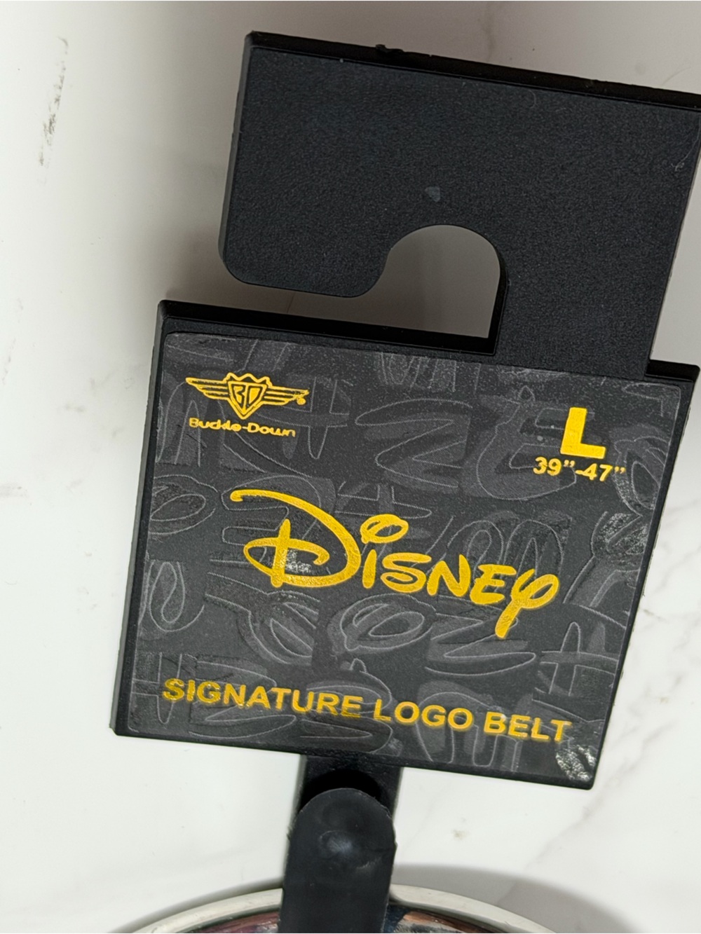NWT Disney Black Wide Buckle Down Belt With Mickey Mouse Buckle -- L - Picture 5 of 6